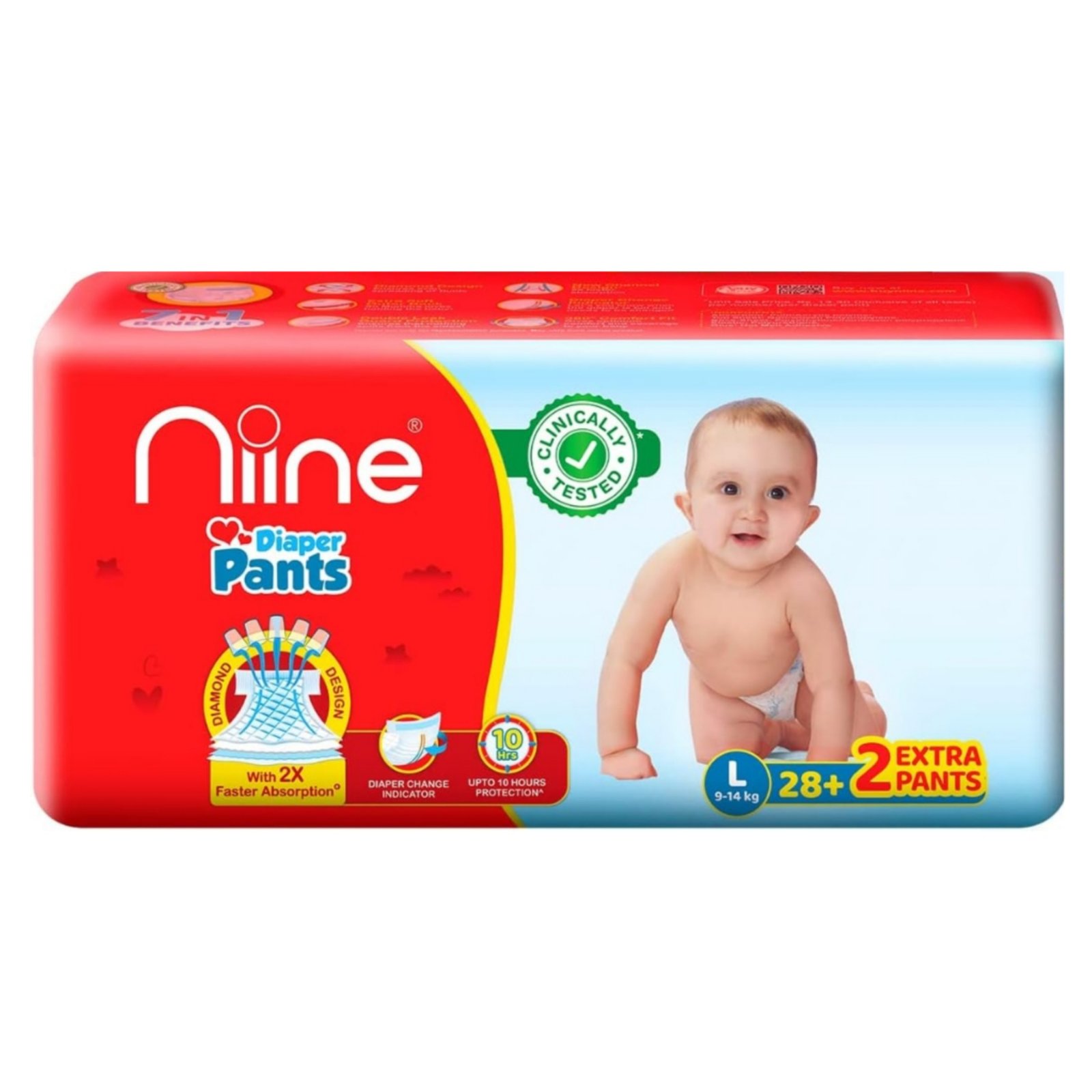 Cotton Disposable Niine Large Size Baby Diaper Pants, Packaging Size:  14cm*23cm at Rs 295/pack in Ghaziabad